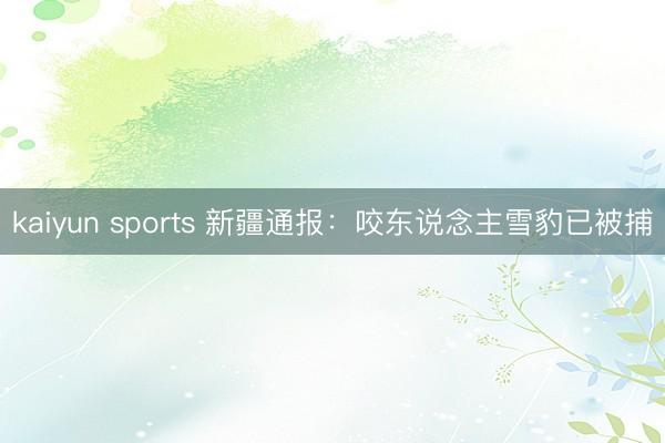 kaiyun sports 新疆通报:咬东说念主雪豹已被捕