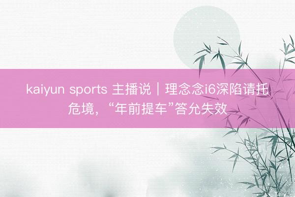 kaiyun sports 主播说|理念念i6深陷请托危境,“年前提车”答允失效