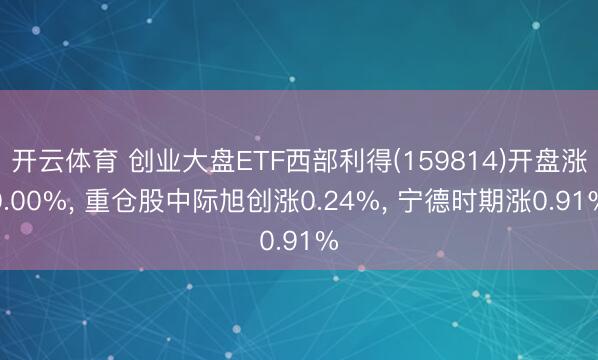 开云体育 创业大盘ETF西部利得(159814)开盘涨0.00%, 重仓股中际旭创涨0.24%, 宁德时期涨0.91%