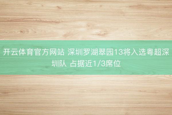 开云体育官方网站 深圳罗湖翠园13将入选粤超深圳队 占据近1/3席位